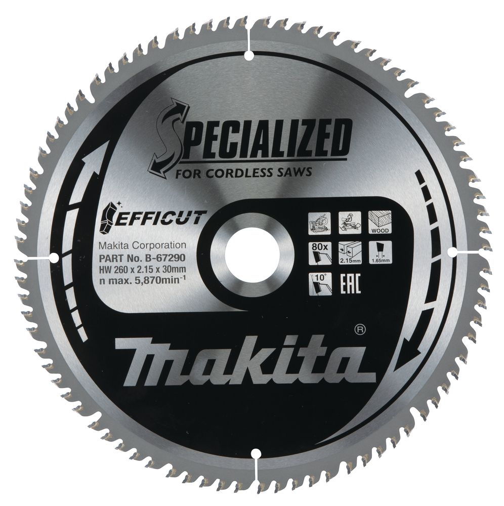 Makita B-67290 Sägeblatt EFFICUT 260x2,15x30 mm 80Z